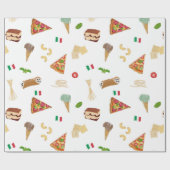 Italian Food Pizza Pasta Tiramisu Pattern Cadeaupapier (Vlak)