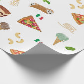 Italian Food Pizza Pasta Tiramisu Pattern Cadeaupapier (Hoek)