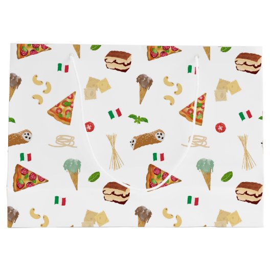 Italian Food Pizza Pasta Tiramisu Pattern Groot Cadeauzakje (Achterkant)