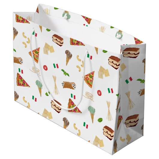Italian Food Pizza Pasta Tiramisu Pattern Groot Cadeauzakje (Achterkant Gekanteld)