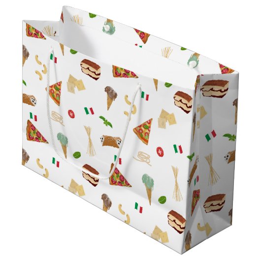 Italian Food Pizza Pasta Tiramisu Pattern Groot Cadeauzakje (Voorkant Gekanteld)