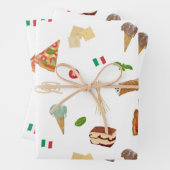 Italian Food Pizza Pasta Tiramisu Pattern Inpakpapier Vel (In situ)
