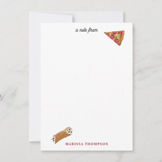 Italian Food Pizza Pasta Tiramisu Pattern Notitiekaartje (Voorkant)