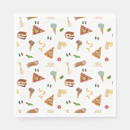 Italian Food Pizza Pasta Tiramisu Pattern Servet (Voorkant)