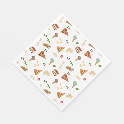 Italian Food Pizza Pasta Tiramisu Pattern Servet (Hoek)