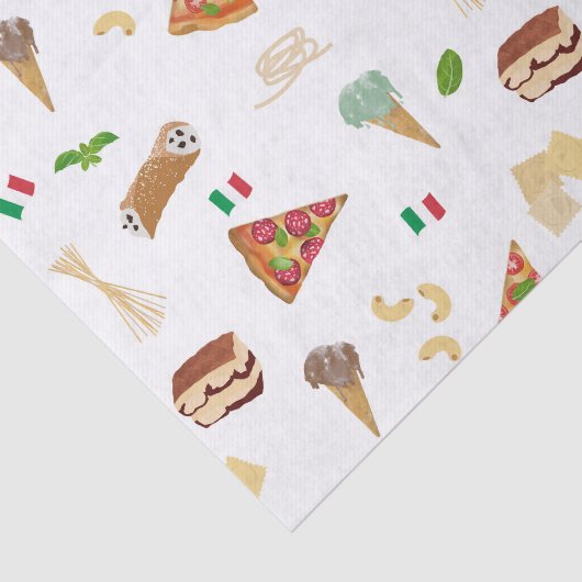 Italian Food Pizza Pasta Tiramisu Pattern Tissuepapier (Detail)