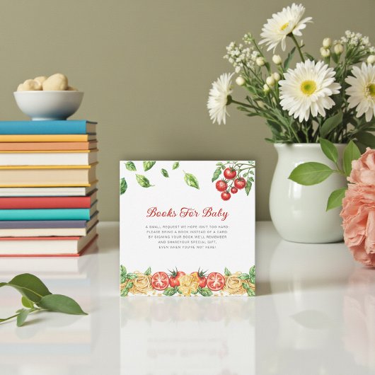 Italian Food Theme Baby Shower Books for Baby Informatiekaartje