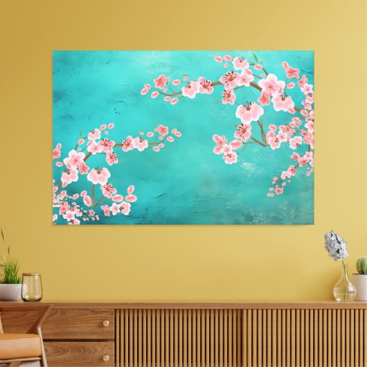 Italian Green Landscape with Soft Cherry Blossoms Canvas Afdruk (Insitu (Woonkamer))