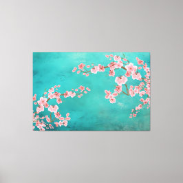 Italian Green Landscape with Soft Cherry Blossoms Canvas Afdruk
