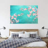 Italian Green Landscape with Soft Cherry Blossoms Canvas Afdruk (Insitu (Slaapkamer))