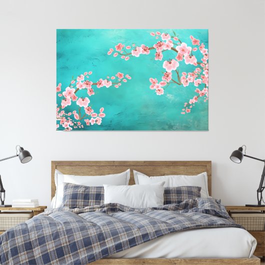 Italian Green Landscape with Soft Cherry Blossoms Canvas Afdruk (Insitu (Slaapkamer))