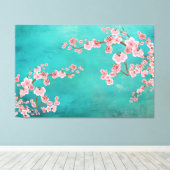 Italian Green Landscape with Soft Cherry Blossoms Canvas Afdruk (Insitu (Houten vloer))
