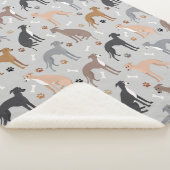 Italian Greyhound Dog Bones and Paws Sherpa Blanke Sherpa Deken (3/4)