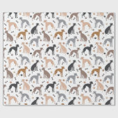 Italian Greyhound Dog Bones and Paws Wrapping Pape Cadeaupapier (Vlak)