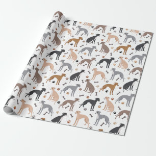 Italian Greyhound Dog Bones and Paws Wrapping Pape Cadeaupapier