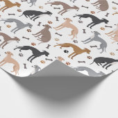 Italian Greyhound Dog Bones and Paws Wrapping Pape Cadeaupapier (Hoek)