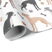 Italian Greyhound Dog Bones and Paws Wrapping Pape Cadeaupapier (Rol Hoek)