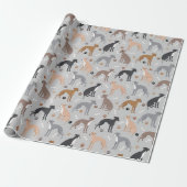Italian Greyhound Dog Bones and Paws Wrapping Pape Cadeaupapier (Uitgerold)