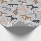 Italian Greyhound Dog Bones and Paws Wrapping Pape Cadeaupapier (Hoek)