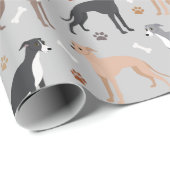 Italian Greyhound Dog Bones and Paws Wrapping Pape Cadeaupapier (Rol Hoek)