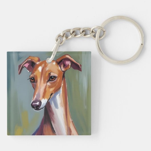 Italian Greyhound | Dog Watercolor Painting Sleutelhanger (Achterkant)