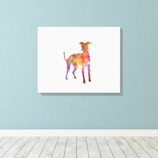 Italian Greyhound in watercolor Canvas Afdruk (Insitu (Houten vloer))