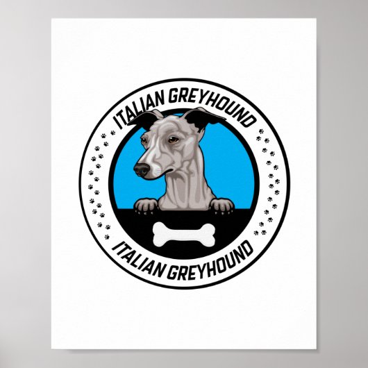 Italian Greyhound Peeking Illustration Badge Poster (Voorkant)