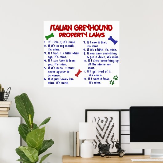 ITALIAN GREYHOUND PL2 POSTER (Thuiskantoor)
