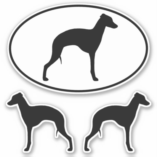 Italian Greyhound Silhouette Profiel Sticker Set (Voorkant)