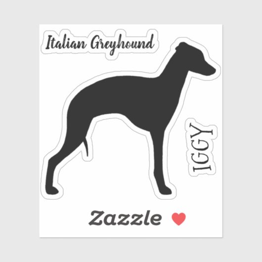 Italian Greyhound Silhouette Profile Vinyl Sticker (Vel)