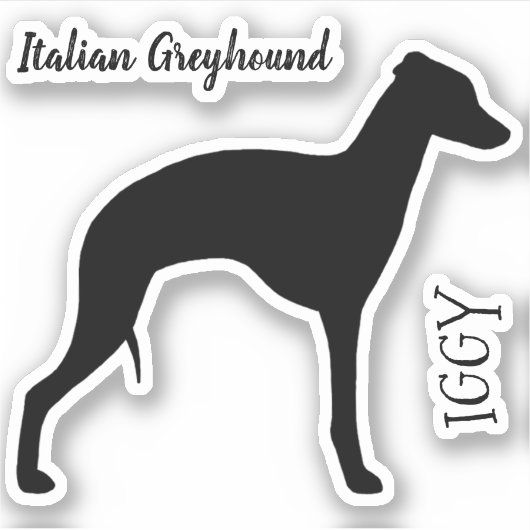 Italian Greyhound Silhouette Profile Vinyl Sticker (Voorkant)