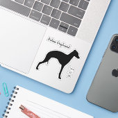 Italian Greyhound Silhouette Profile Vinyl Sticker (Laptop met iPhone)