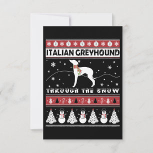 Italian Greyhound Through Snow Cute Christmas Bedankkaart