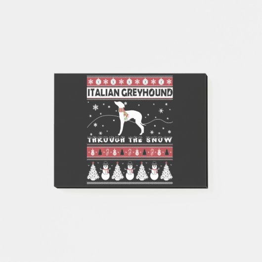 Italian Greyhound Through Snow Cute Christmas Post-it® Notes (Voorkant)