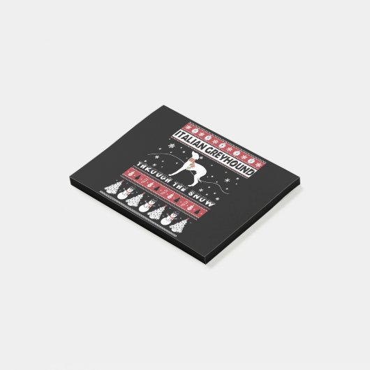 Italian Greyhound Through Snow Cute Christmas Post-it® Notes (Schuin)