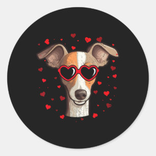 Italian Greyhound Valentijn Hart Schattigee Honden Ronde Sticker