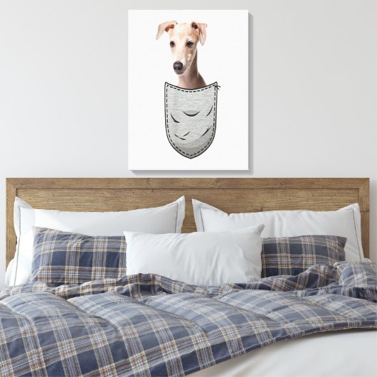 Italian Greyhound Whippet Chest Pocket For Dog Own Canvas Afdruk (Insitu (Slaapkamer))