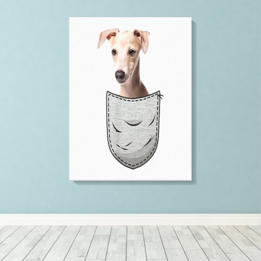 Italian Greyhound Whippet Chest Pocket For Dog Own Canvas Afdruk (Insitu (Houten vloer))