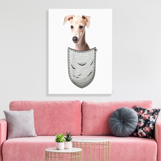 Italian Greyhound Whippet Chest Pocket For Dog Own Canvas Afdruk (Insitu (Woonkamer))