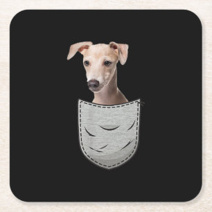 Italian Greyhound Whippet Chest Pocket For Down Kartonnen Onderzetters