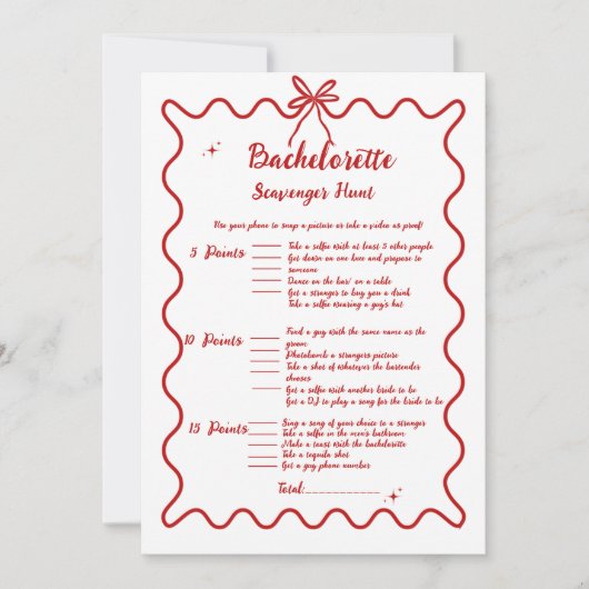 Italian Hand Draw bachelorette Scavenger spel Kaar Aankondiging (Voorkant)