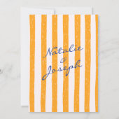 Italian Hand Written Painted Pinstripes Wedding Kaart (Achterkant)