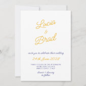 Italian Hand Written Yellow & Blue Stripes Wedding Kaart (Voorkant)