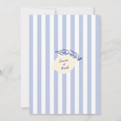 Italian Hand Written Yellow & Blue Stripes Wedding Kaart (Achterkant)