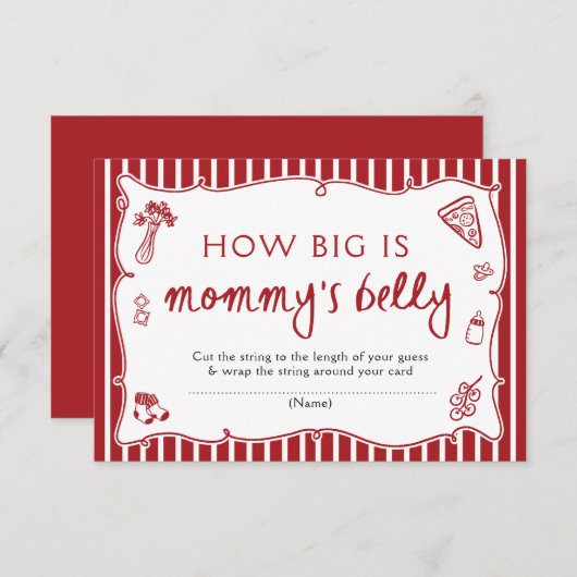 Italian How Big is Mommy's Belly Baby Shower Game Informatiekaartje (Voorkant / Achterkant)