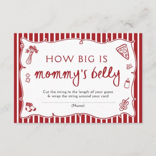 Italian How Big is Mommy's Belly Baby Shower Game Informatiekaartje (Voorkant)
