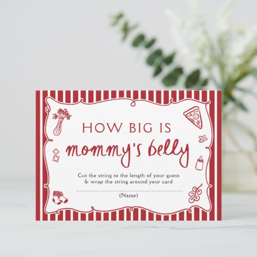 Italian How Big is Mommy's Belly Baby Shower Game Informatiekaartje (Staand voorkant)