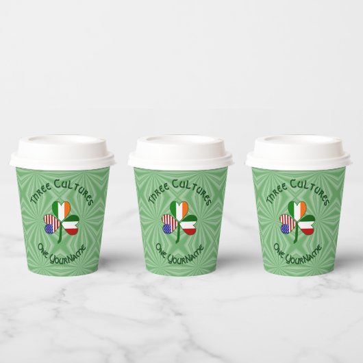 Italian Irish American Shamrock Personalized Text Papieren Bekers (Multi)