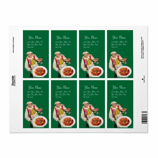 ITALIAN KITCHEN rood groen wit Etiket (Full Sheet)