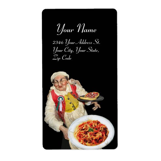 ITALIAN KITCHEN rood zwart wit Etiket (Voorkant)